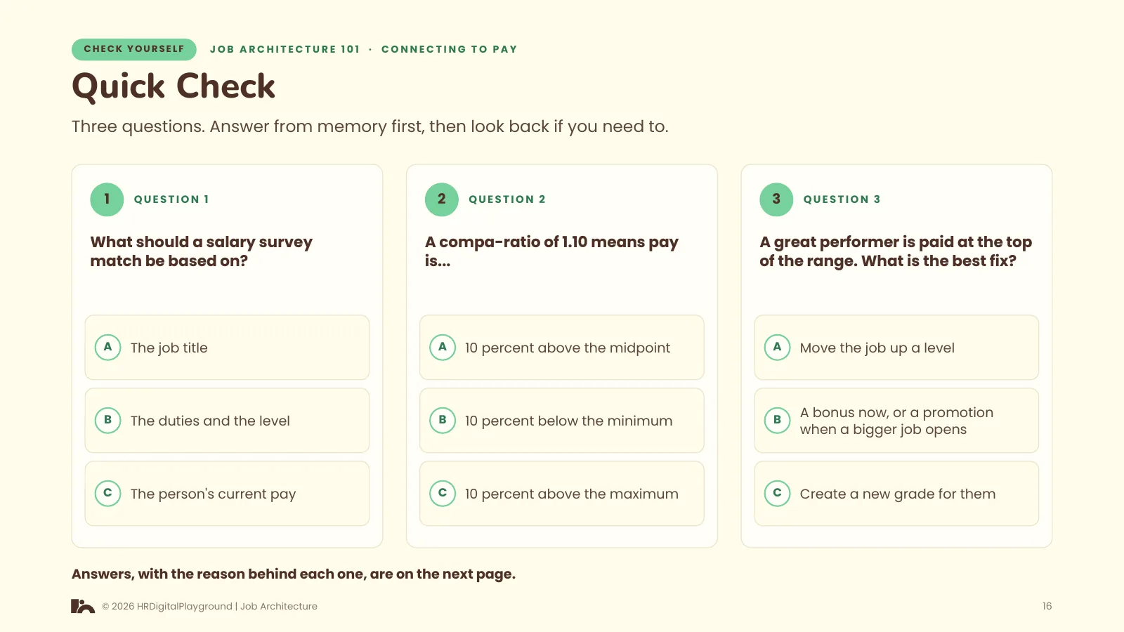 Quick Check: page 16 of Connecting to Pay