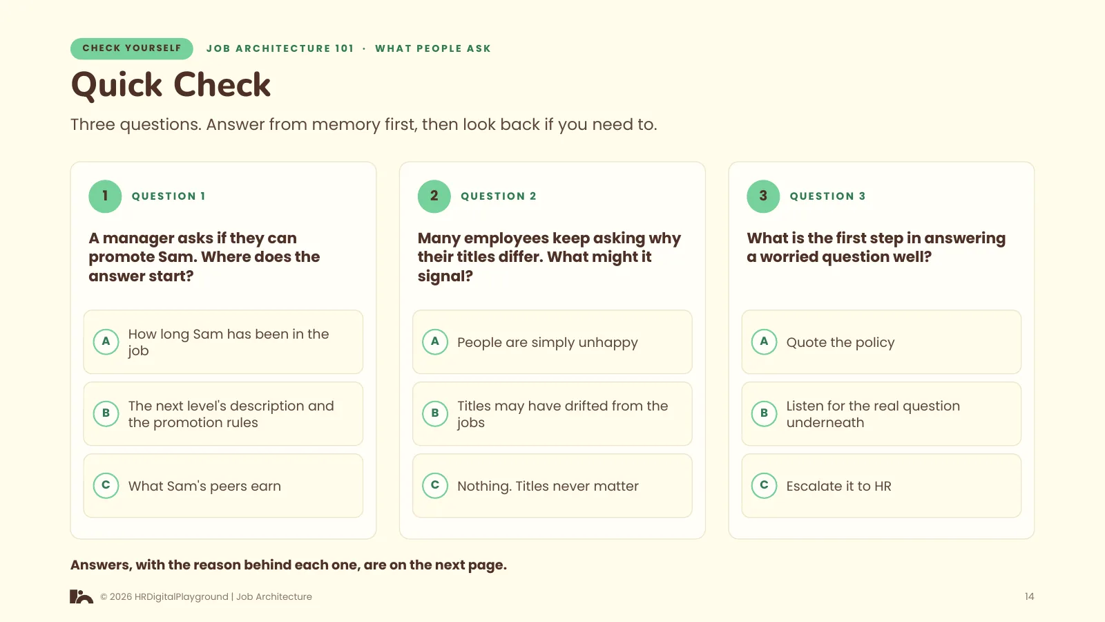 Quick Check: page 14 of What People Ask
