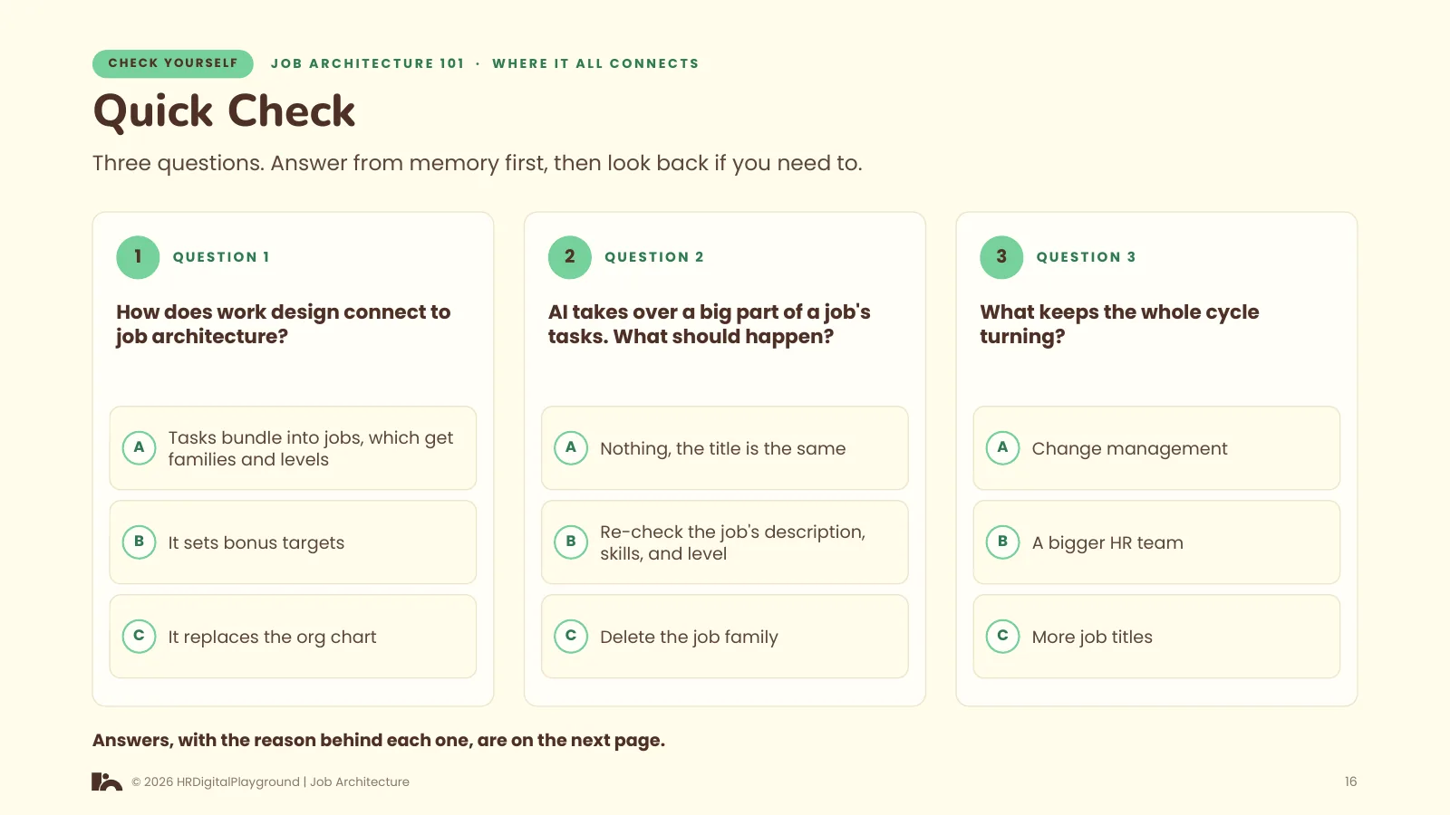 Quick Check: page 16 of Where It All Connects